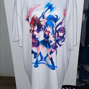 Huntex White Graphic T-Shirt with Anime Characters